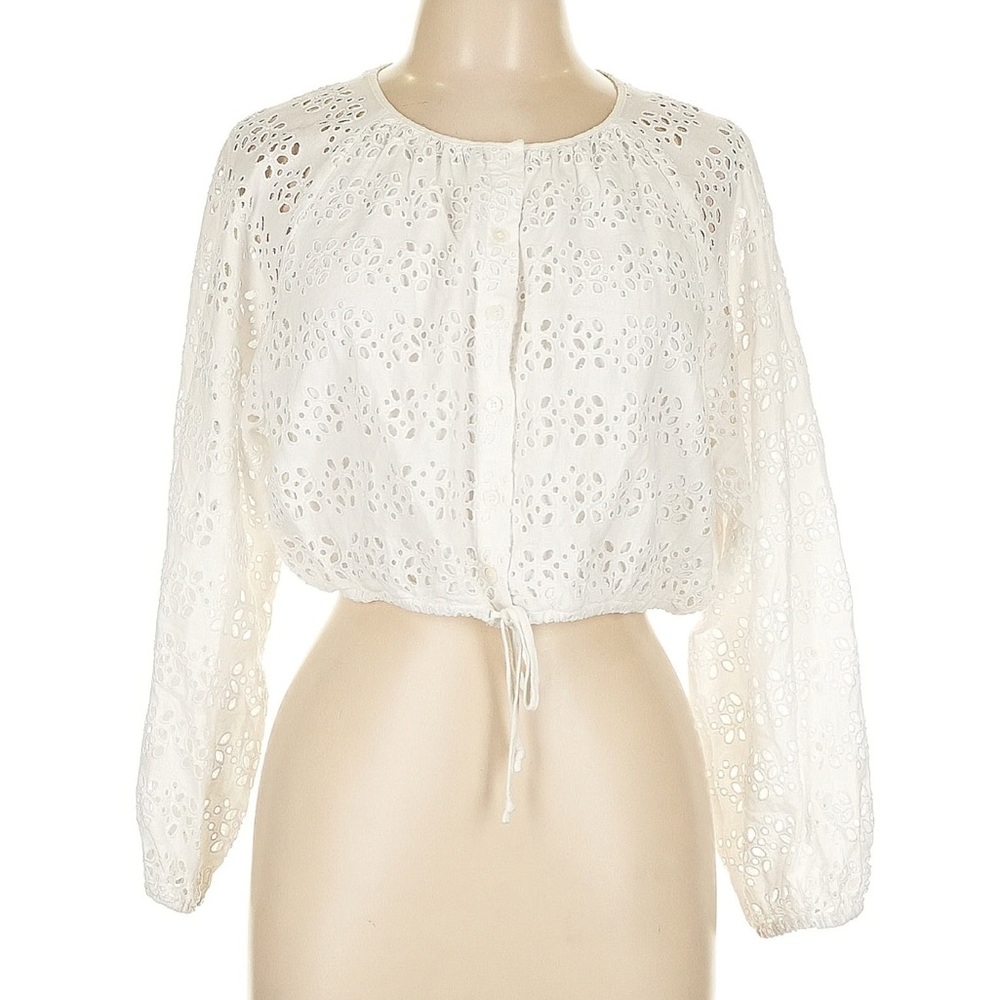 J. Crew White Eyelet Blouse